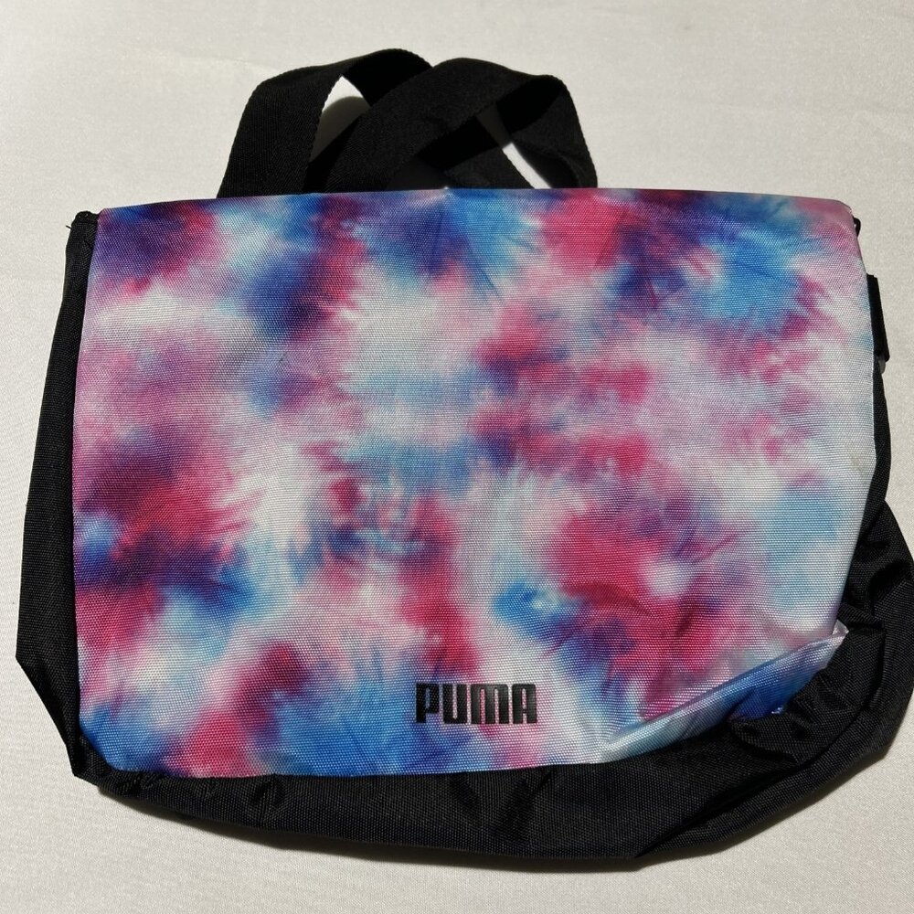 Puma Tie Dye Crossbody Messenger Bag Shoulder Bag Gym Pink Purple Blue School - Picture 4 of 9